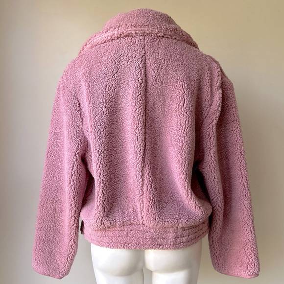 Free People Joplin Cozy Sherpa Faux Fur Teddy Jacket in Smoked Pink, XS NWT - Picture 12 of 13